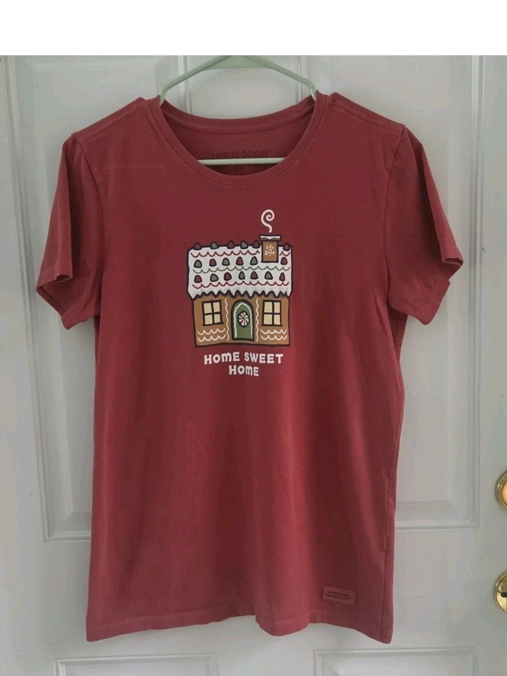 Life Is Good Home Sweet Home Crusher Tee Shirt Gingerbread House Holiday Size M